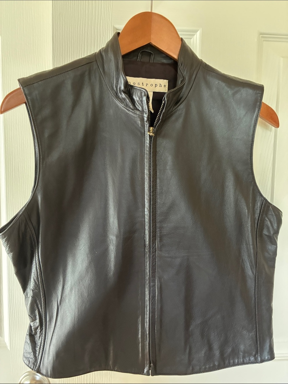 Apostrophe Brown Genuine Leather Vest 
Size 10 , EUC